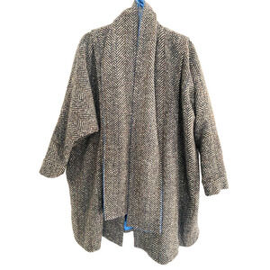 Custom made Vintage Wool herringbone 3/4 Length women's winter coat, 4XL